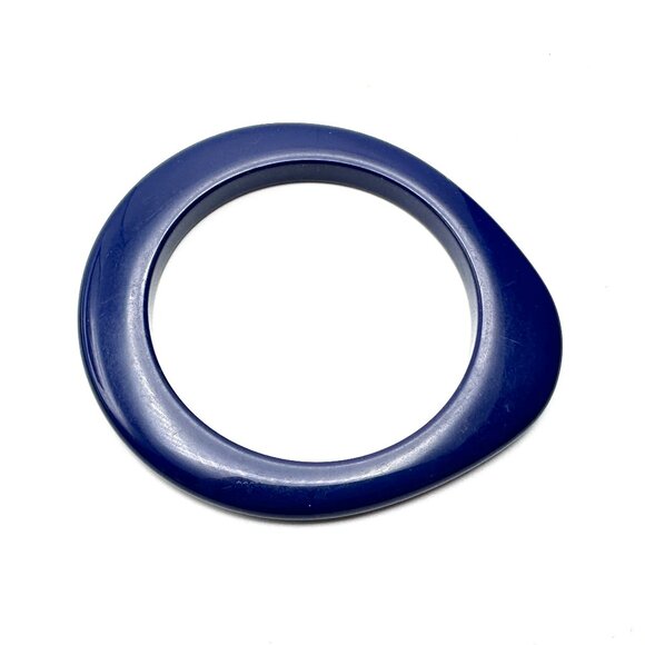 1970s Vintage Blue Oblong & Yellow Lucite Bangle Duo— Sized 7 3/4 & X 8— EUC - Picture 14 of 15